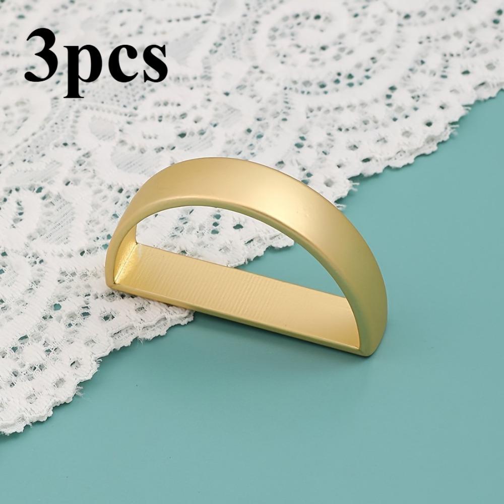 3pcs Golden Napkin Rings - Solid Color D-Shaped Table Decor for Festival, Elegant Party Accessories, Holders