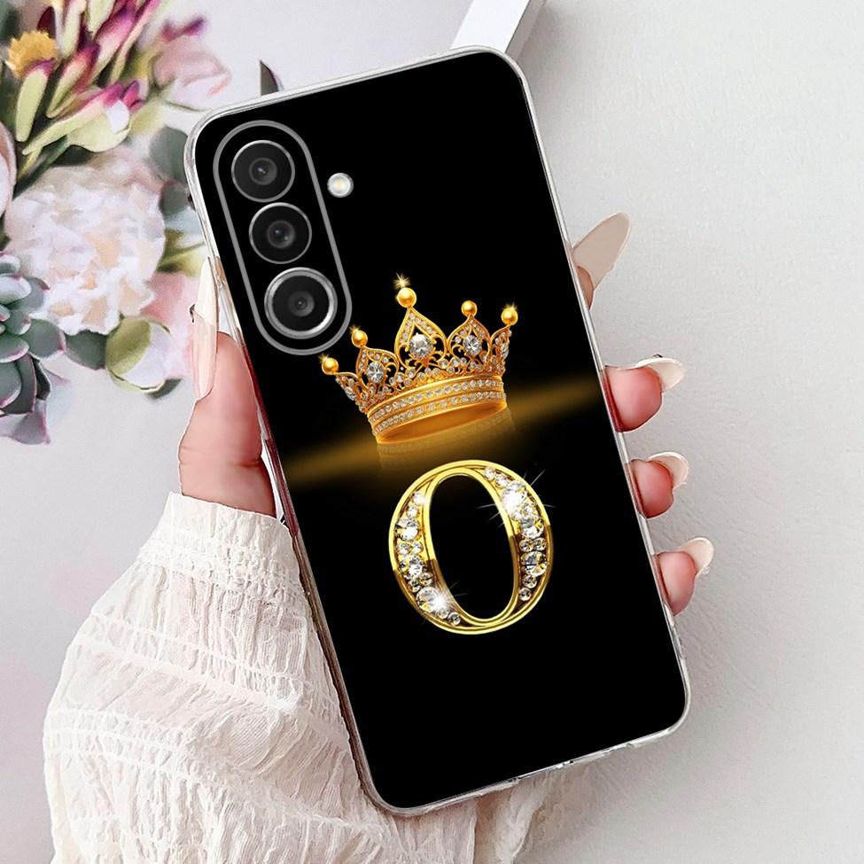For Samsung M56 Case SM-M566B Clear Fashion A-Z Letters Luxury Flowers Crown Soft TPU Bumper For Samsung Galaxy M56 Back Cover