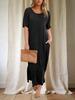 Womens T Shirt Dress Drop Shoulder Side Slit Loose Maxi Dress With Pockets