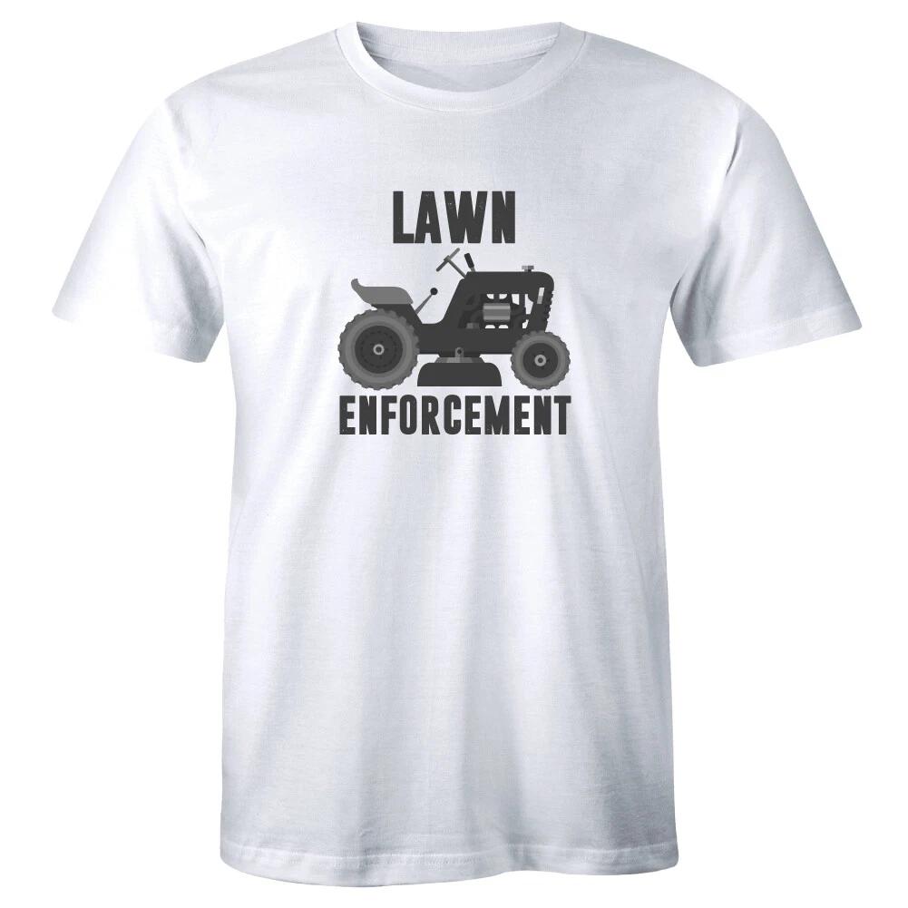 

Lawn Enforcement with Mower Men s T-Shirt Funny Gardening Shirt S