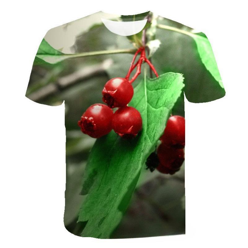 3D Digital Printed T-shirt with Vegetable Pattern Loose Round Neck Short Sleeved Men's T-shirt