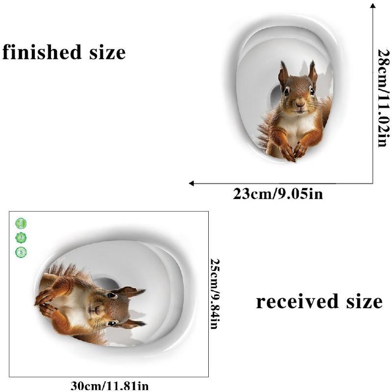 3D Cartoon Vivid Cat Toilet Stickers, Cute Animal Dog Squirrel Toilet Stickers, Bathroom Decoration, Waterproof Stickers