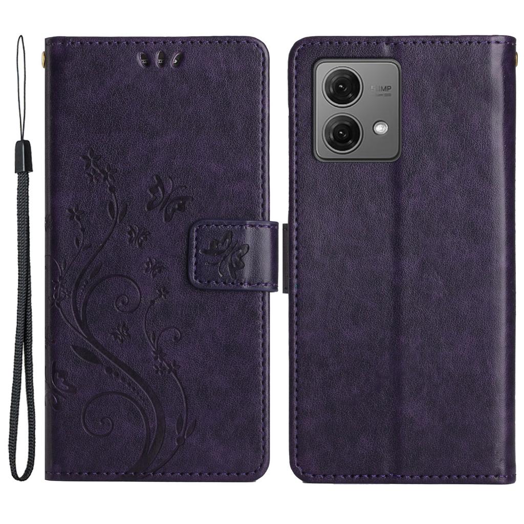 For Motorola Moto G84 5G Leather Case Butterfly Floral Shockproof Phone Cover with Wallet