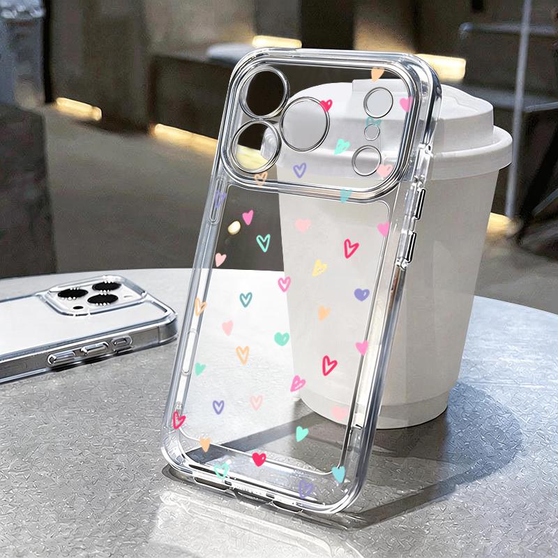 Mini Love Hearts Stars Pattern Case For iPhone 17 Pro Max Coque iPhone 16 15 14 13 12 Pro Max 11 Clear TPU Silicone Soft Cover