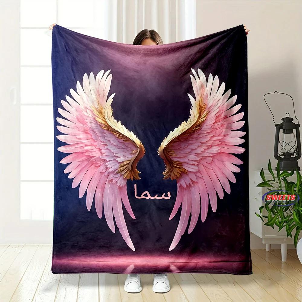 New Arrival! Angel Wings Theme Soft Blanket for Bed Bedroom Sofa Picnic,Warm Throw Blanket for Cover Outdoor Leisure Nap Office