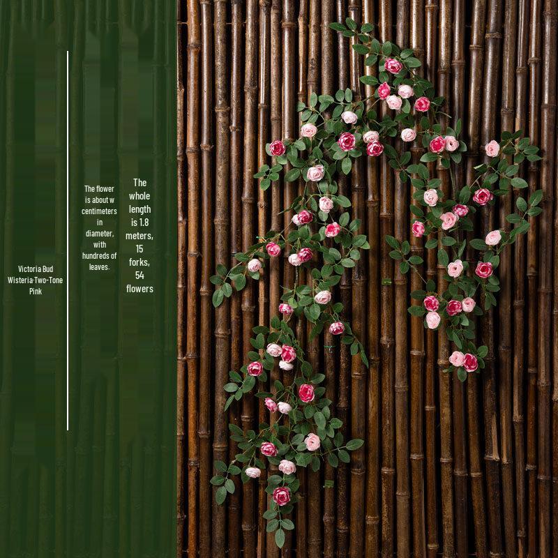 Rose Vine Artificial Flower Decor for Air Conditioner Pipes or Balcony Railings