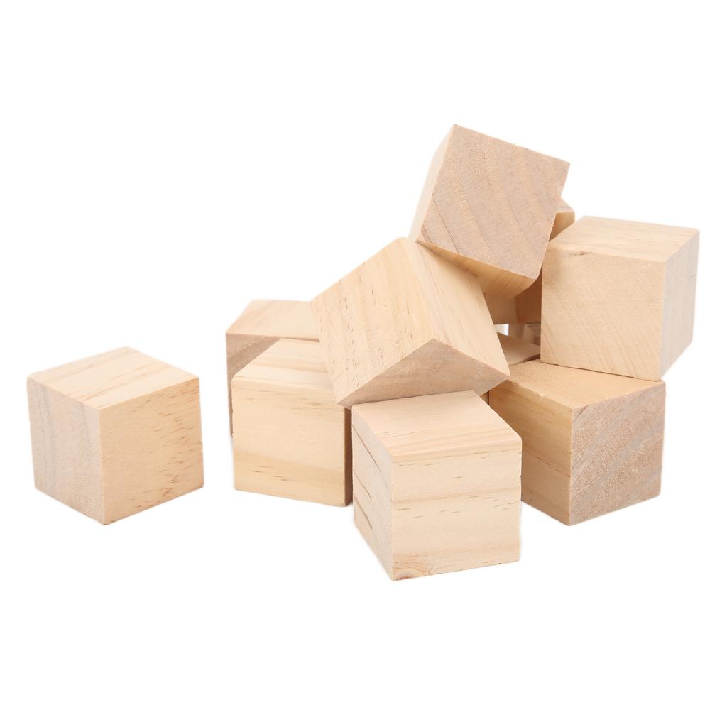 12Pcs Unfinished Wooden Blocks Smooth Durable Sturdy Uniform Size Small Wood Cubes for Crafts DIY
