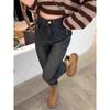 Plus Size Fleece-Lined High Waist Harem Jeans for Women - Autumn/Winter Slimming Carrot Fit
