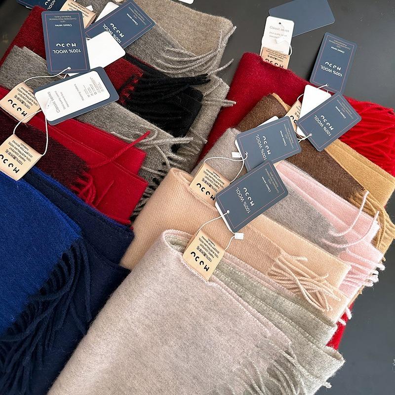Tassel Color Matching Wool Scarf Double-sided Shawl Dual-purpose Couple Outer Warm Scarf Winter