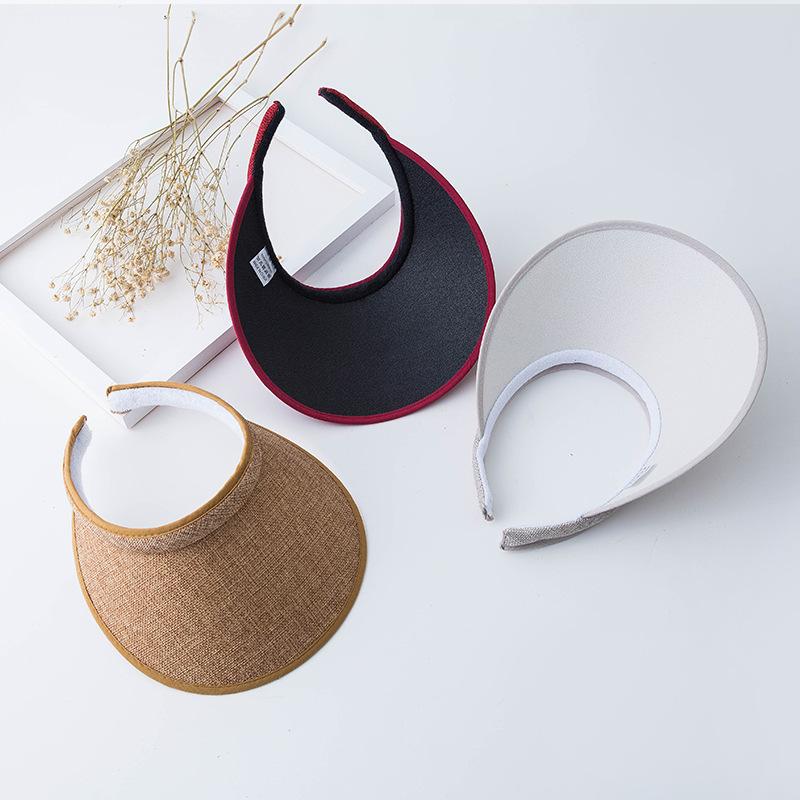 Women's Ladies Summer Weave Straw Empty Top Beach Cap Clip-On Large Wide Brim UV Protection Breathable Sun Visor Hat Girl Hat