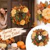 Artificial Fall Wreath with Maple Leaves, Peonies and Pumpkin Decor for Front Door