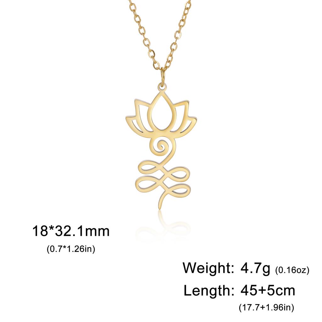 Cazador Stainless Steel Lotus Flower Yoga Om Unalome Pendant Necklace for Women Gift Buddhism Neck Chain Mandala Amulet Jewelry