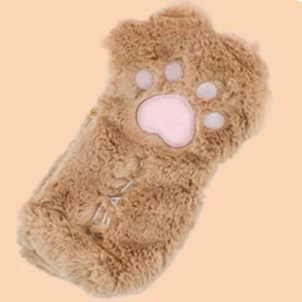 1 Pz Astuccio di Peluche Kawaii con Zampa di Gatto Peloso Carino Stile INS Autunno/Inverno Cancelleria per Studenti Borsa per Penne Forniture Scolastiche per Ragazze Ritorno a Scuola