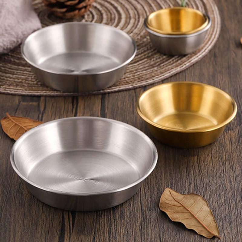 304 Stainless Steel Food Storage Tray Thickened Sauce Dipping Dish Snack Pan Kimchi Plate  Pot Seasoning Dish Kitchen Utensil