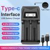 18650 Battery Charger 2 Slots Dual 18650 Charging 3.7V Rechargeable Lithium Battery USB Charger for 26650 21700 16340 14500