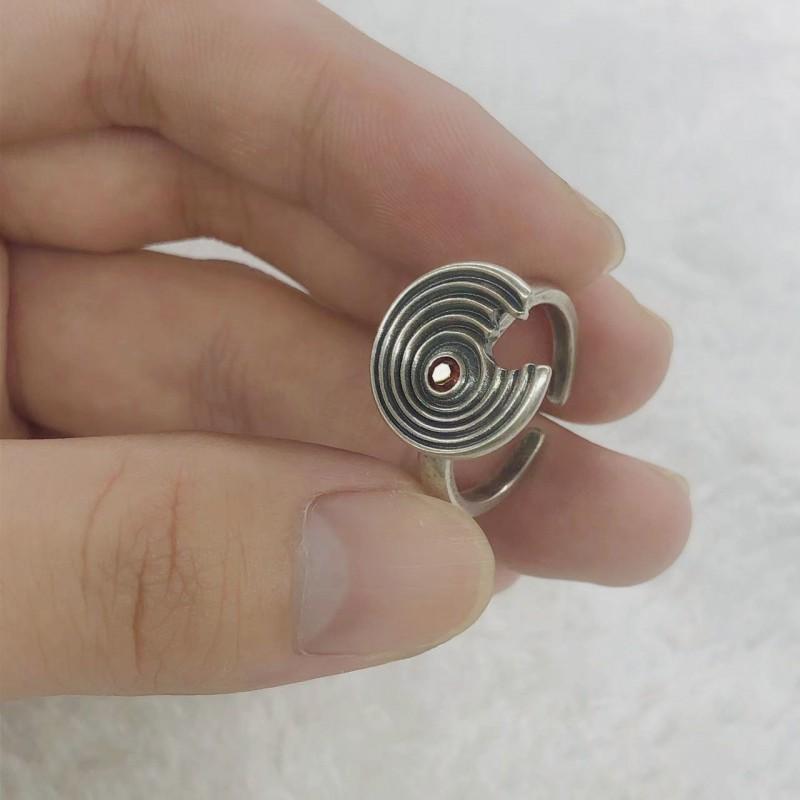 Adjustable Spiral Texture Ring Men Women Hip Hop Vintage Open Finger Plated