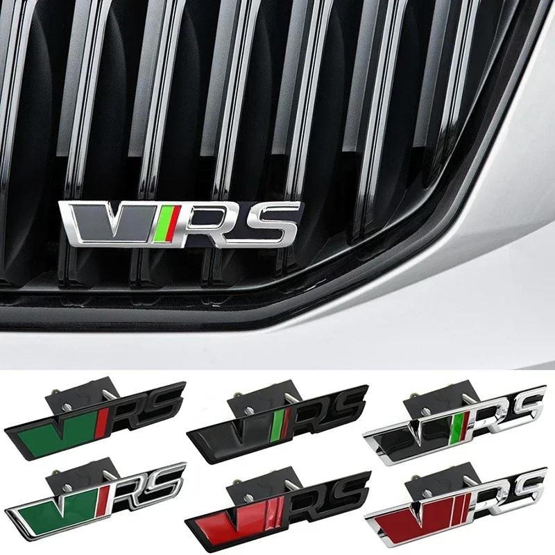 JIYQ3 VRS Logo Car Front Grille Emblem Metal Badge Decoration for Skoda Octavia Rs Fabia Rapid Superb Kodiaq Yeti Citigo Vision Kodiak