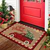 Merry Christmas Red Truck Doormat Durable And Easy To Clean Entrance Hallway Rug Indoor/Outdoor Welcome Mat Home Decor