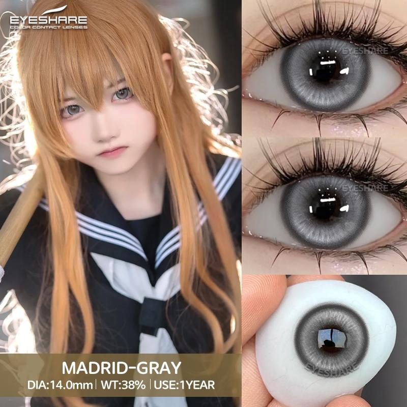 Eyeshare 2 szt. Soczewki Cosplay Seria Madryt Czerwone Oczy Niebieskie Źrenice Brązowe Soczewki Naturalne Roczne Kosmetyczne