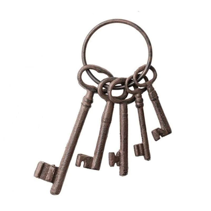Cerradura Vintage Hierro Fundido Llave Metal Resistente Llaves Colgantes Decoración de Pared Retro Accesorios Bar de Pueblo Decoración de Patio