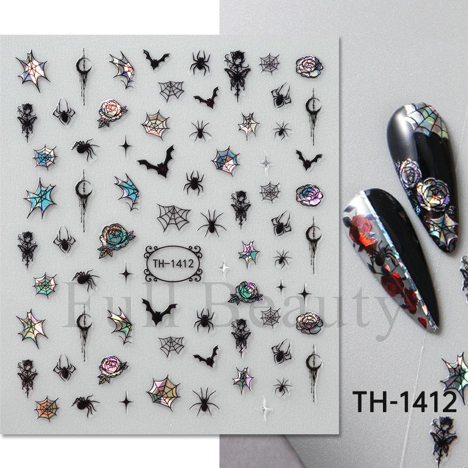 Nail Art Sticker Diablo Series European And American Halloween Laser Spider Scorpion Thin Fortitude Back Glue Nail Sticker