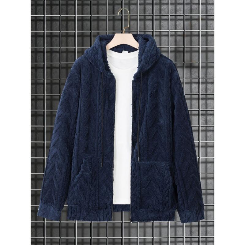 New Style Men's Casual Hooded Sweatshirt Autumn and Winter Loose Knitted Sweater Jacket