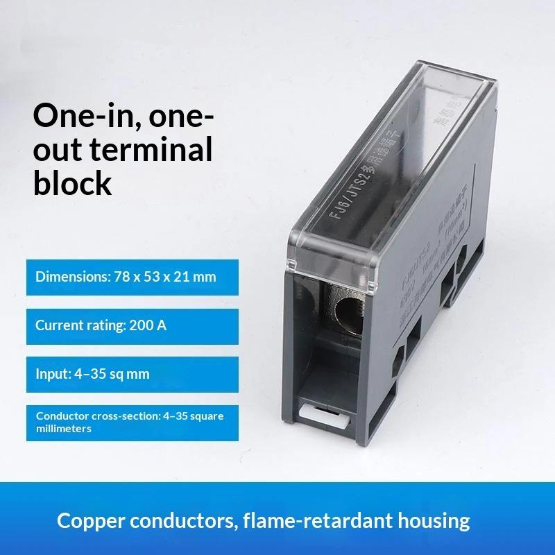One In Multiple Out Din Rail Terminal Block 150A Universal Distribution Box Wire Connector Abs/Copper Power Junction Box