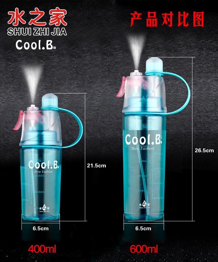 Water bottle sports plastic spray water cup kettle outdoor cooling supplement water bottle creative gift new strange cup
