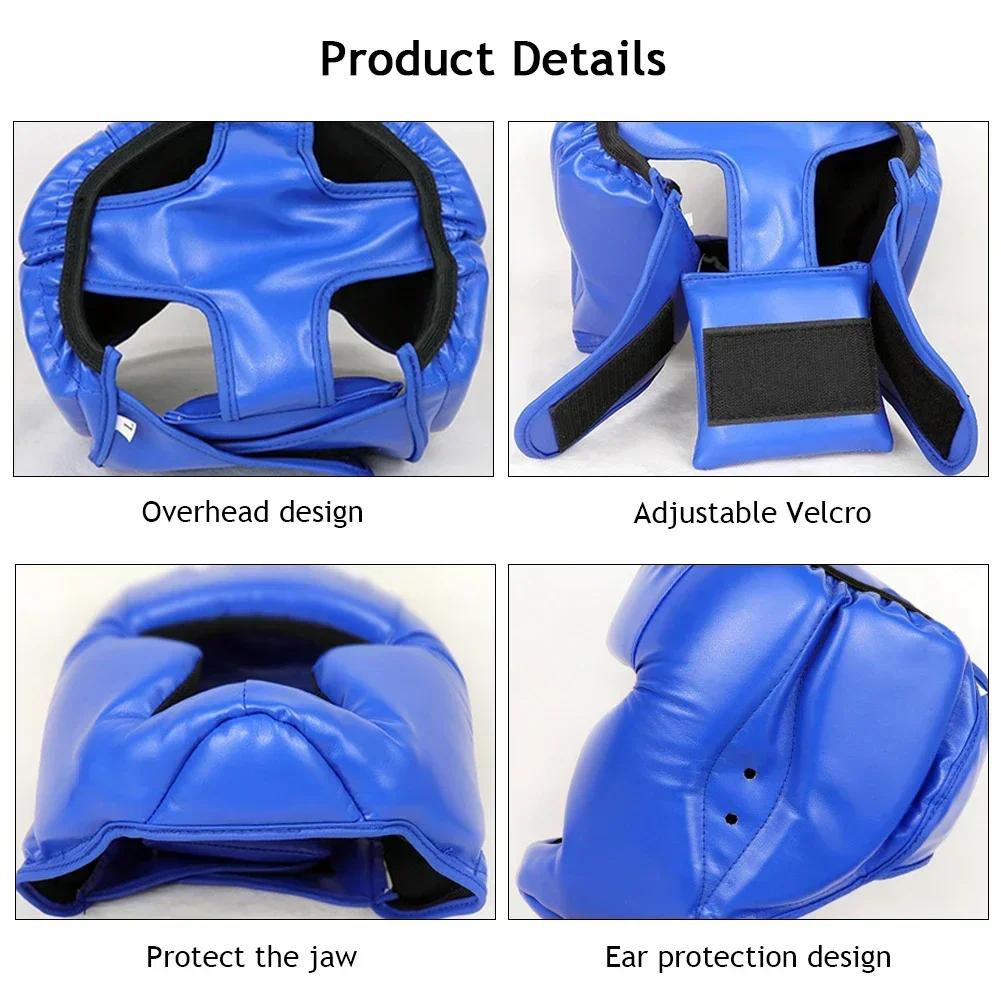 Full-covered Pu Boxing Helmet Kids Adults Muay Thai Training Sparring Boxing Headgear Gym Equipment Taekwondo Head Guard