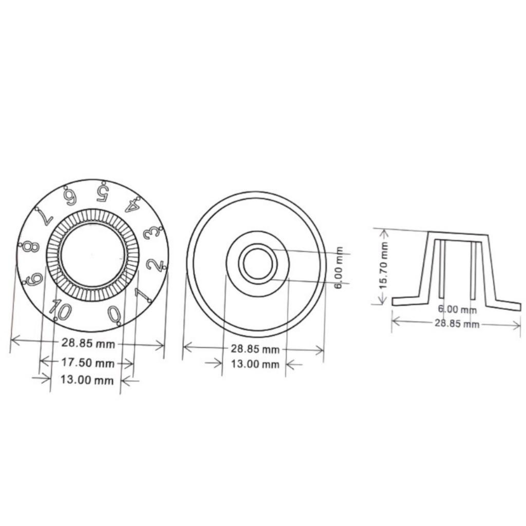 ABS Plastic Effect Knob With Metal Top Insert For Guitar Pedals And Synthesizers