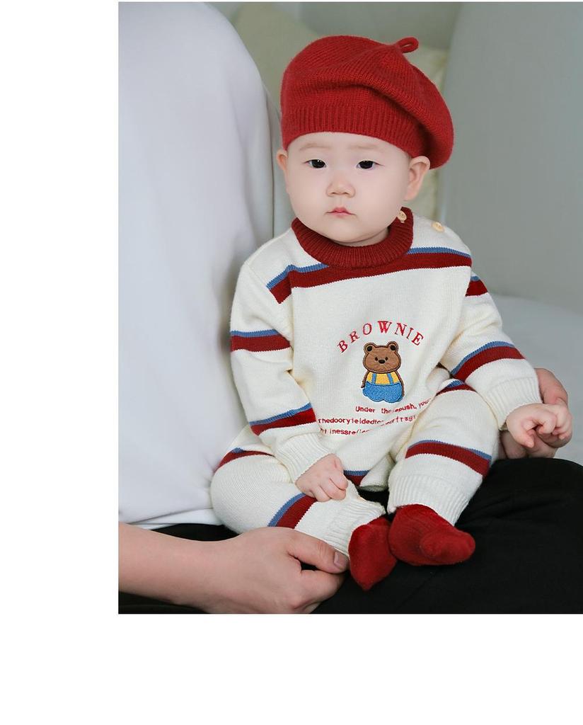 Autumn/Winter Cute Infant & Toddler Knitted Jumpsuit and Sweater for Outdoor Crawling