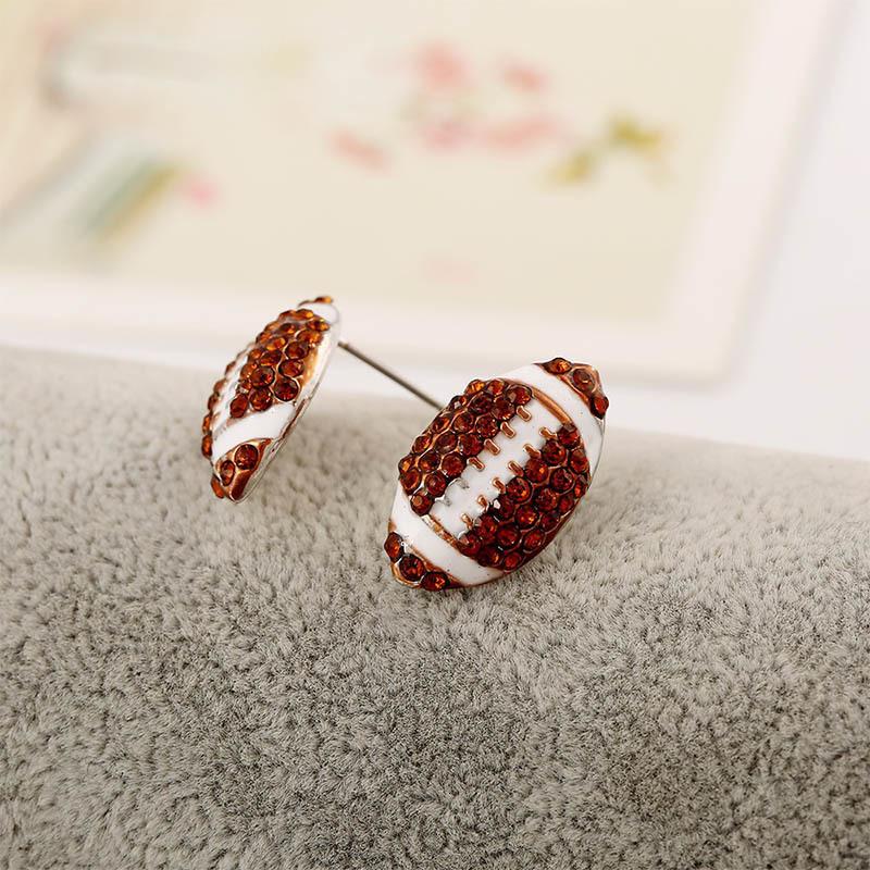 New Fashion Crystal Baseball Stud Earrings For Women Rhinestone Football Volleyball Basketball Softball Sports Earrings Jewelry