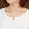 Chinese style imitation Hetian jade safety buckle necklace women's retro temperament titanium steel clavicle chain gold inlaid jade pendant with