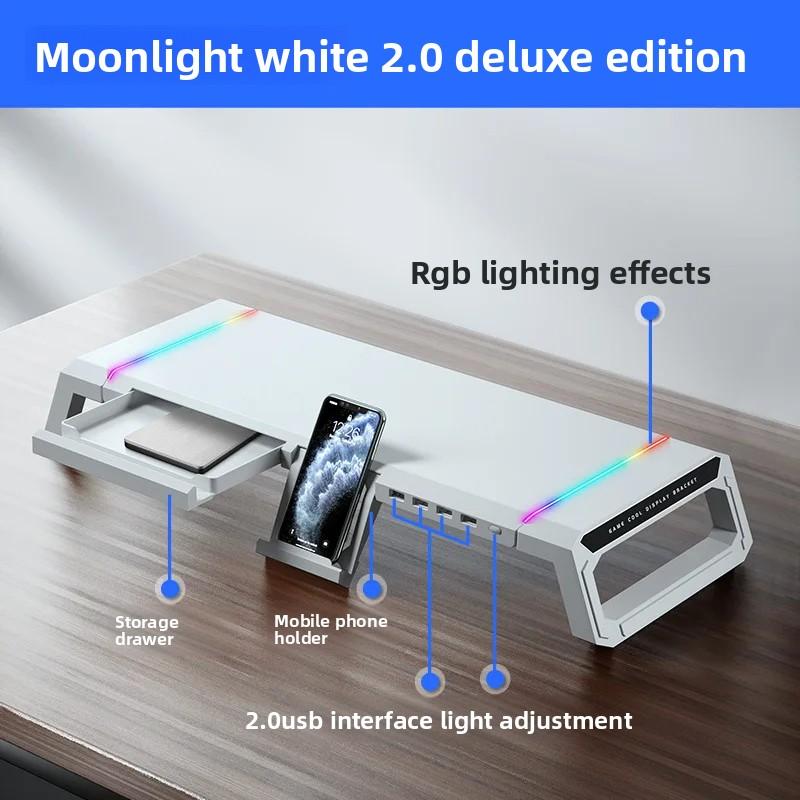 Computer Monitor Stand Riser Adjustable Folding Desktop Bracket Storage Base Multi Functional Organizer for Home Office Use