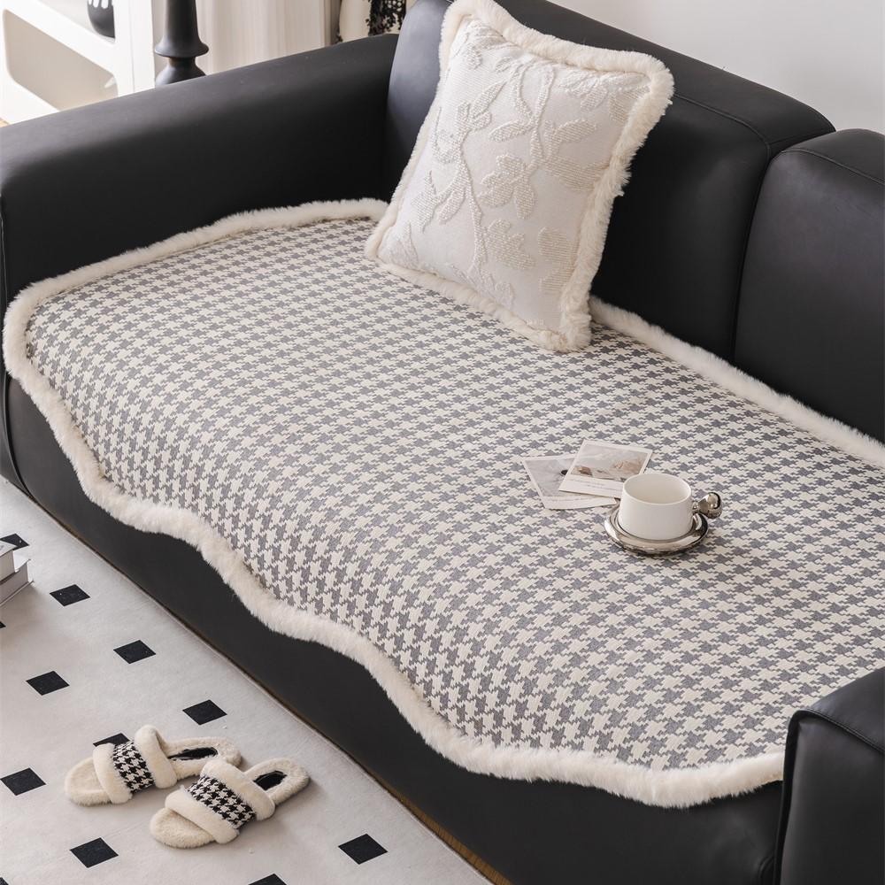 Vintage Irregularity Houndstooth Sofa Covers Plush Sectional Couch Non Slip Sofa Slipcover Furniture Protec Cushion Carpet