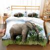 Colourful Cartoon Elephant Duvet Cover Set King Queen Size for Kids Boys Girls Bedding Set Cute Wild Animals Comforter Cover
