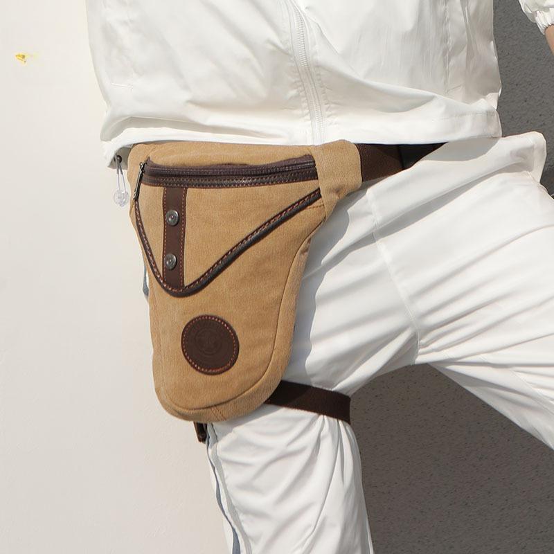 Płócienna męska saszetka biodrowa producenta odporna na zużycie torba na nogę torba na ramię listonoszka męska w stylu retro europejskim i amerykańskim wszechstronna retro moda