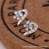 Flower Zircon Earrings, Pearl Studs, Ladies' Heart-shaped Geometric Set with Zirconia Gemstone Accessories Earrings