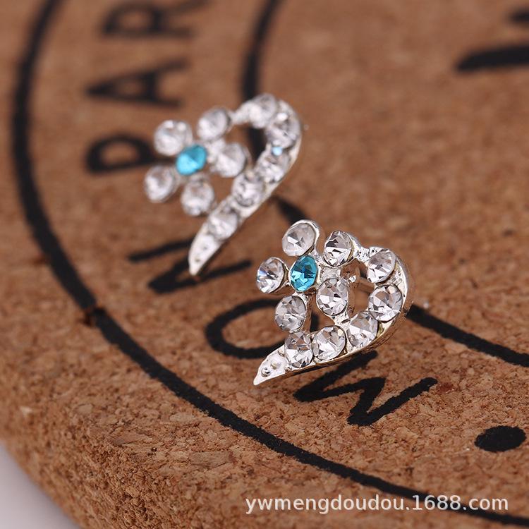 Flower Zircon Earrings, Pearl Studs, Ladies' Heart-shaped Geometric Set with Zirconia Gemstone Accessories Earrings