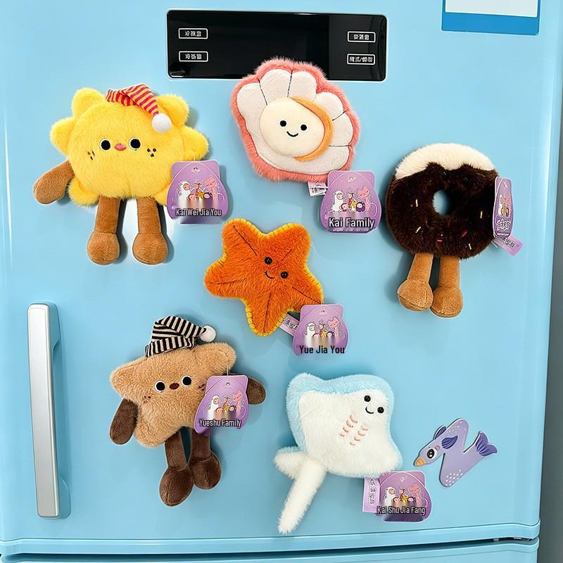Ocean Series Fridge Magnets: Plush Toys, Dessert Figurines, Palm Treasures, and Lying Animals
