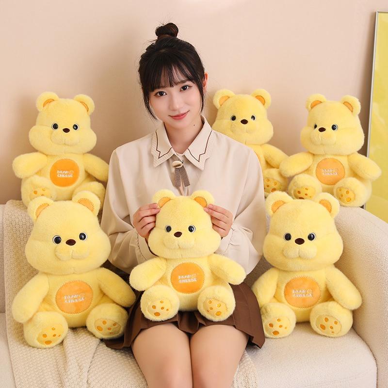 Cute Cheese Bear Plush Toy Stuffed Animal Teddy Bear Doll For Kids Adorable Gift For Girls