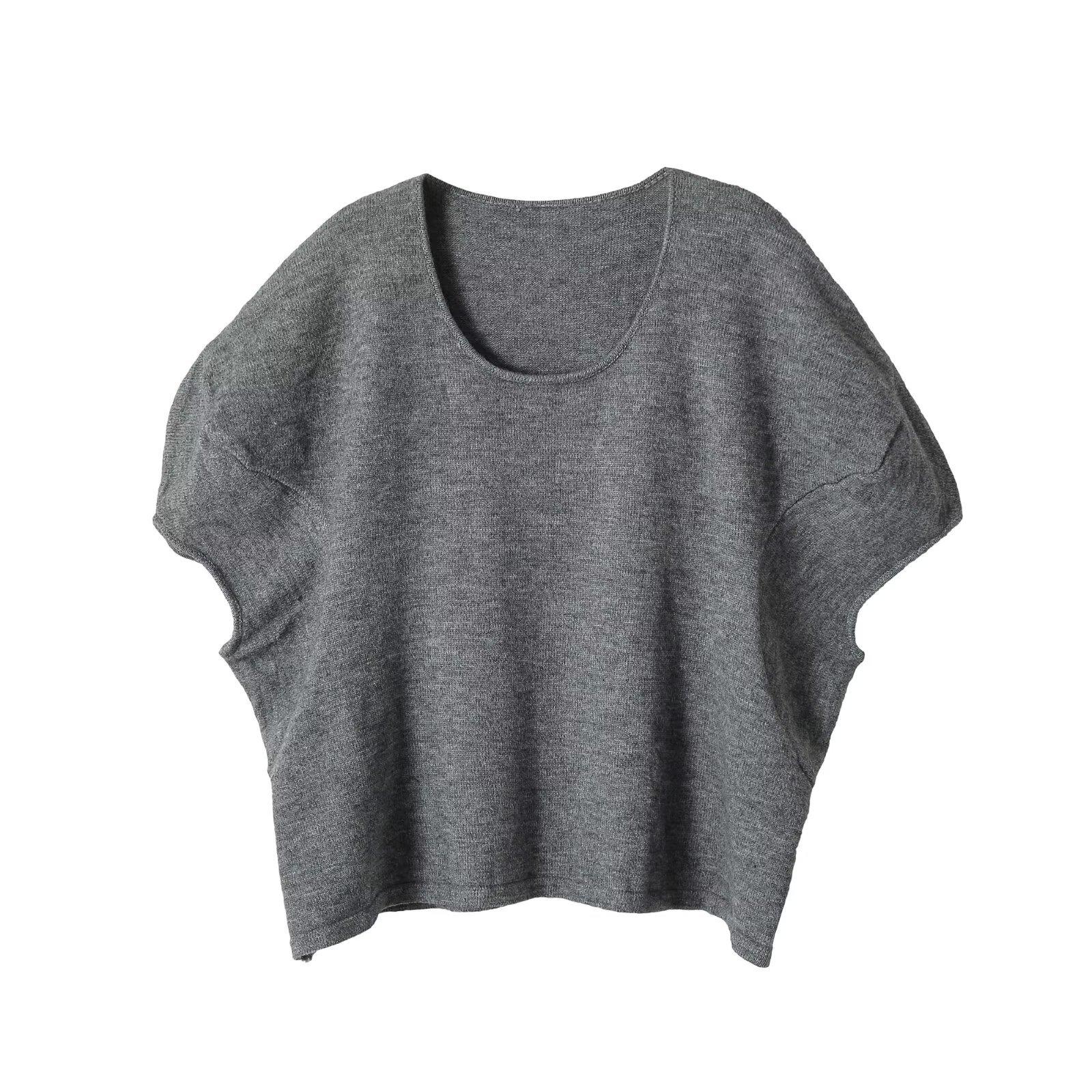 European and American style, new women s clothing, foreign style, fashionable round neck lazy loose knitted sweater 5755012 S серый