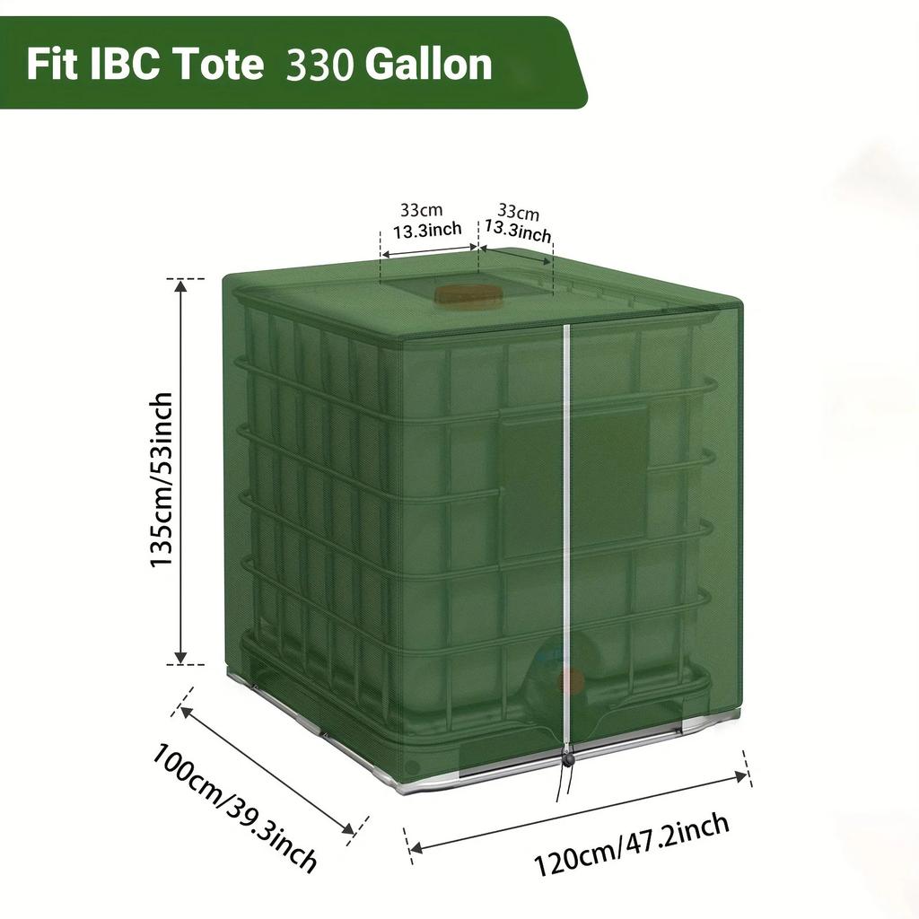 IBC Handbag Cover ZIP Outdoor 1000 Liter Water Tank Cover Sun Protection UV Resistant Garden Shade
