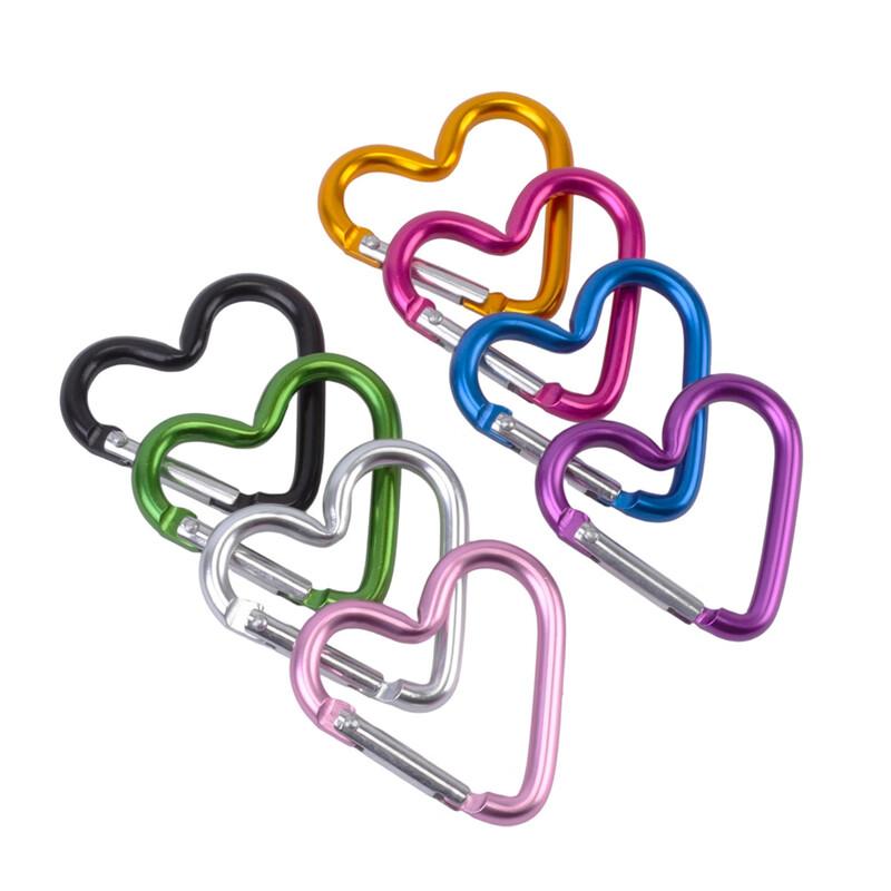 DianRien Mini Heart-shaped Aluminum Carabiner Hooks (8-Pack)
