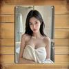 Durable Flat Metal Sign Wall Art for Bathroom Decor Elegant Female Poster Retro Christmas Gift Home Cafe Bar Easy Hang