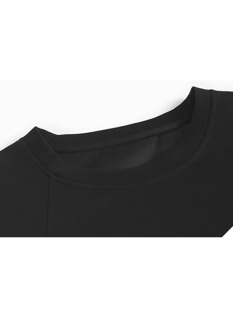 XITAO Irregular Line Pleated Slit Loose Long Sleeved T-shirt GJ1242