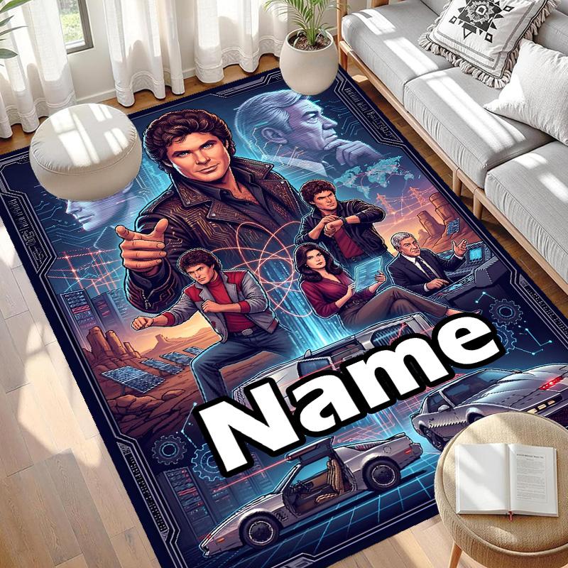 Custom Name Personalized Knight Rider Print Carpet, Versatile Home Decor Rug, for Playroom, Apartment, Balcony, Entryway, Hallway Gift