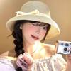 Beach Bow Straw Cap Hepburn Bucket Sun Hat Fashion Visor Basin Cap  Ladies