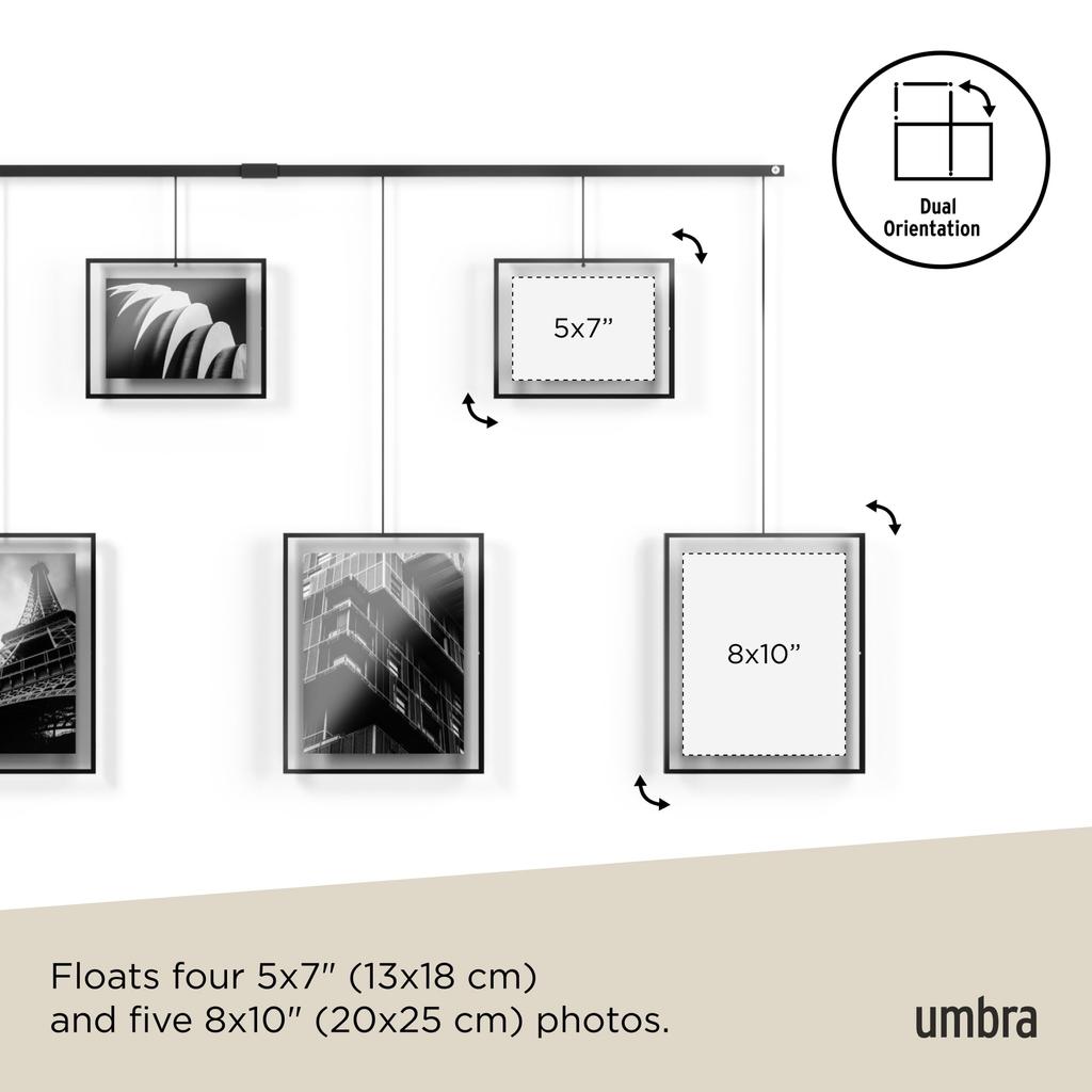 Umbra Exzibit Photo Set of 6x2L Stylish Interior Black Multi-Frame Frames, 9, Size, Wall-Mounted, Hanging, Display, Decor, Gift, Present,