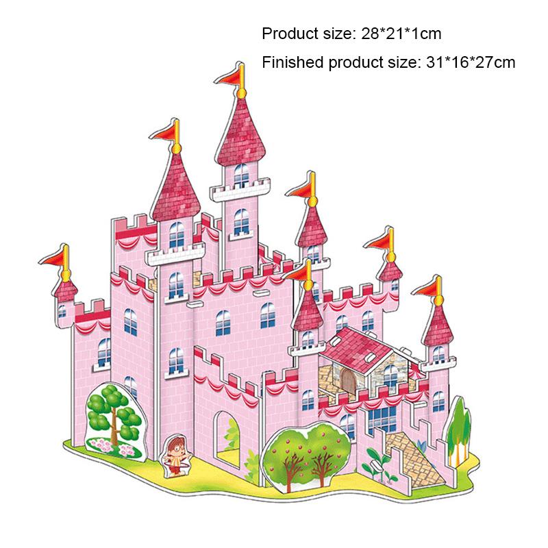 Big Size Children's 3D Paperboard Puzzle House Villa Castle Building Model for Kids Handmade DIY Assembly Puzzle Toys Gift